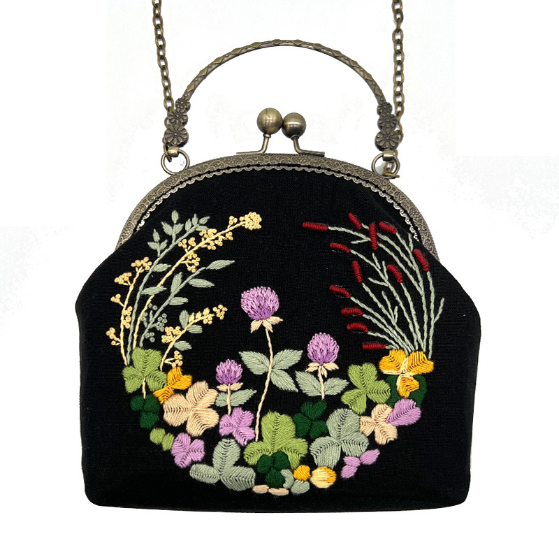 DIY комплект за бродерия: флорални мотиви върху платнена чанта, Lu бродерия, комплект за кръстат бродерия