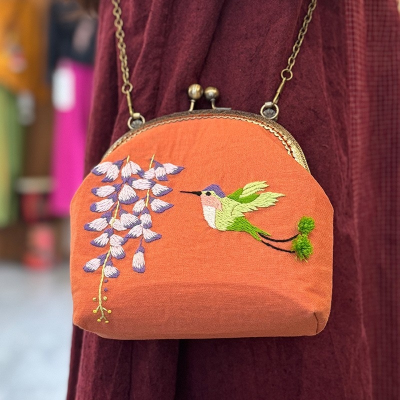 DIY комплект за бродерия: флорални мотиви върху платнена чанта, Lu бродерия, комплект за кръстат бродерия