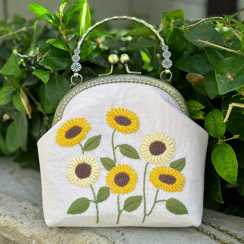 DIY комплект за бродерия: флорални мотиви върху платнена чанта, Lu бродерия, комплект за кръстат бродерия