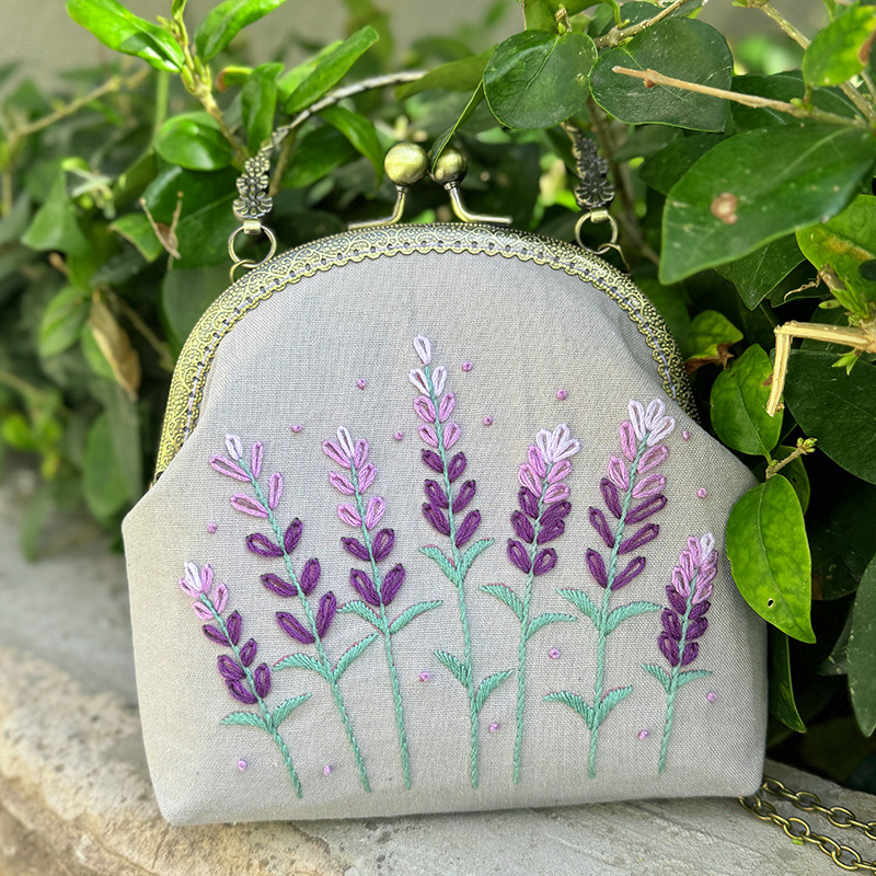 DIY комплект за бродерия: флорални мотиви върху платнена чанта, Lu бродерия, комплект за кръстат бродерия
