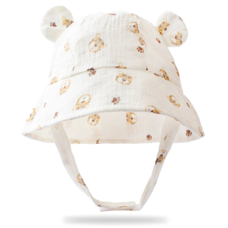 Бебешка рибарска шапка с принт за лято – 100% памук, изпъкнала козирка, куполна корона, слънцезащита и проветривост
