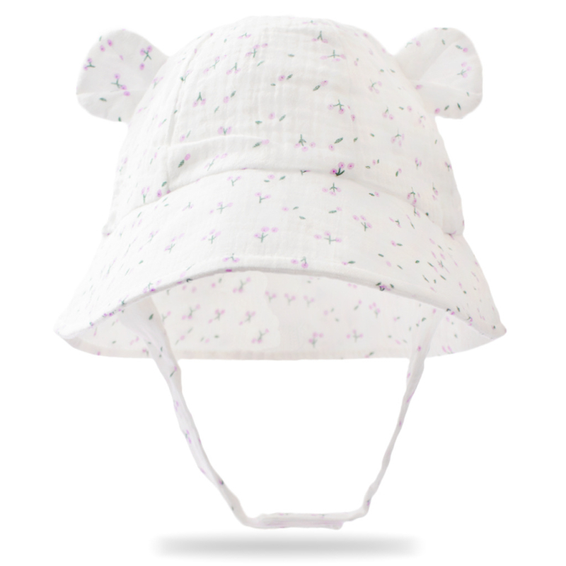 Бебешка рибарска шапка с принт за лято – 100% памук, изпъкнала козирка, куполна корона, слънцезащита и проветривост