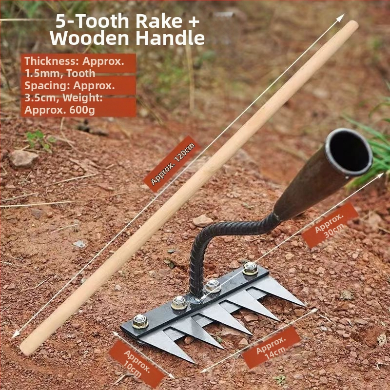 Sodo grėblys su nuimama galvute, daugiažūbis, žemės atpalaidavimui vaismedžiams (dantų ilgis 100 mm)