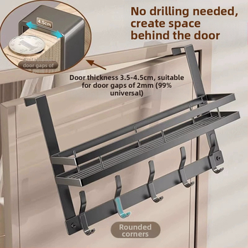 Κρεμάστρα τοίχου για παλτό χωρίς διάτρηση με αυτοκόλλητη βάση πίσω από την πόρτα — από ανθρακούχο ατσάλι, πτυσσόμενη και πολυλειτουργική