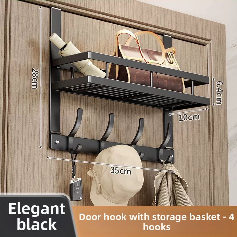 Безпробивна стенна закачалка за палто с лепяща основа за монтаж зад вратата — карбонова стомана, сгъваема и мултифункционална