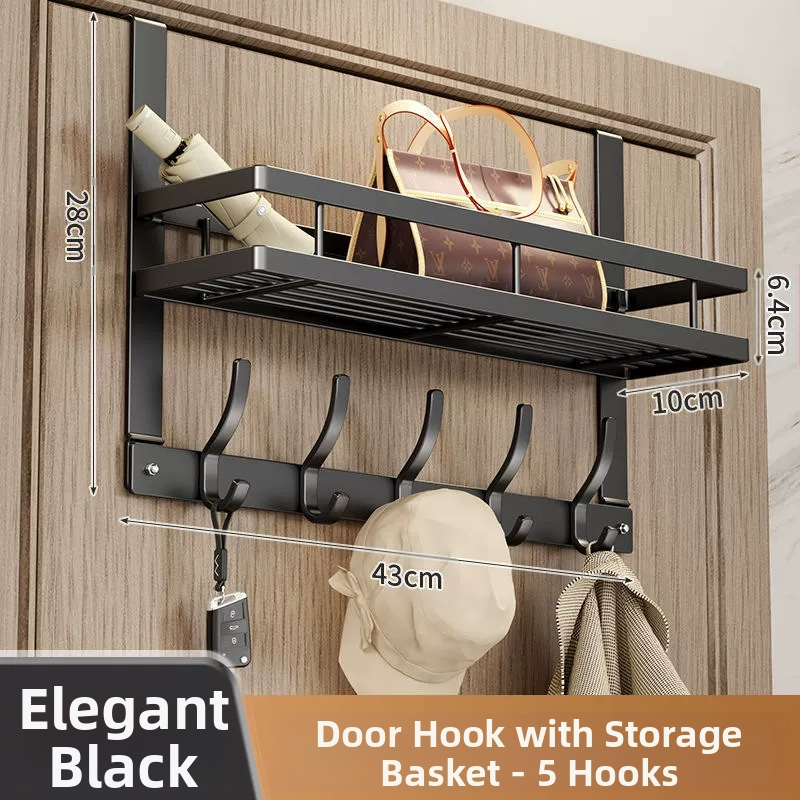 Безпробивна стенна закачалка за палто с лепяща основа за монтаж зад вратата — карбонова стомана, сгъваема и мултифункционална