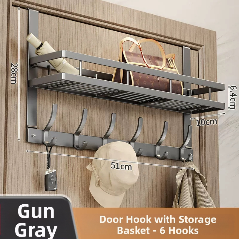 Безпробивна стенна закачалка за палто с лепяща основа за монтаж зад вратата — карбонова стомана, сгъваема и мултифункционална