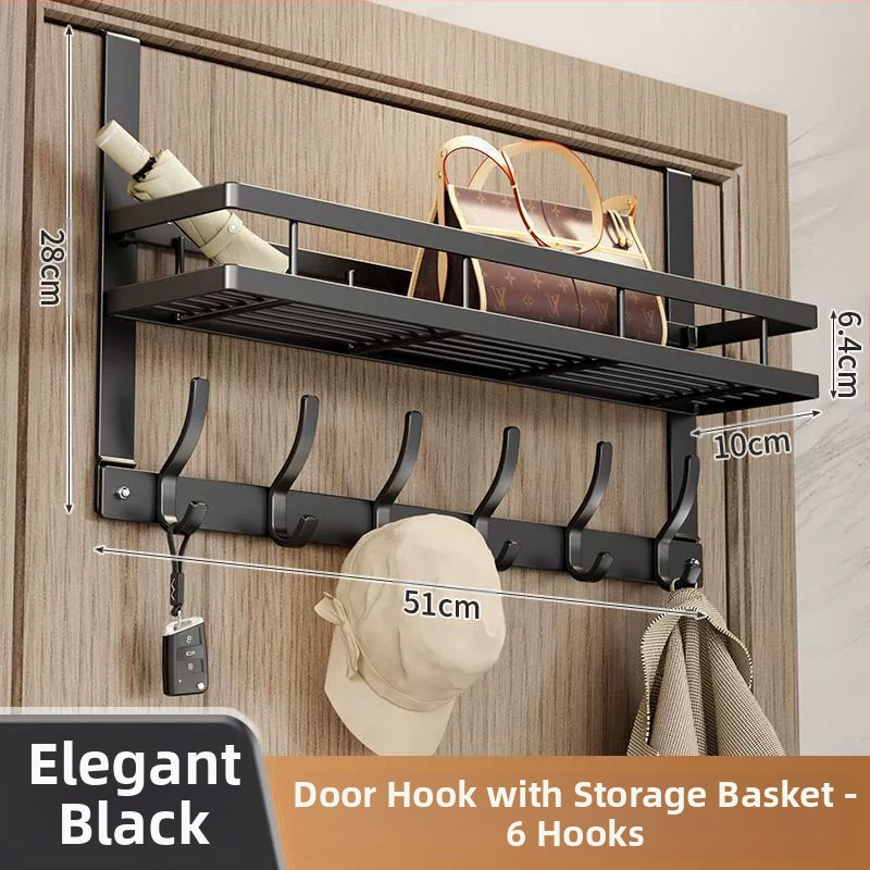 Безпробивна стенна закачалка за палто с лепяща основа за монтаж зад вратата — карбонова стомана, сгъваема и мултифункционална