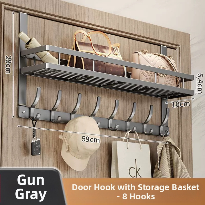 Безпробивна стенна закачалка за палто с лепяща основа за монтаж зад вратата — карбонова стомана, сгъваема и мултифункционална