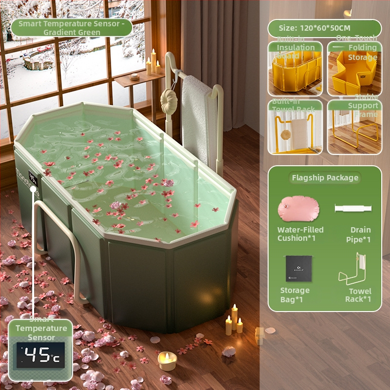 Sulankstomas vonios kibiras suaugusiems, PVC, skirtas maudynėms, su temperatūros kontrole