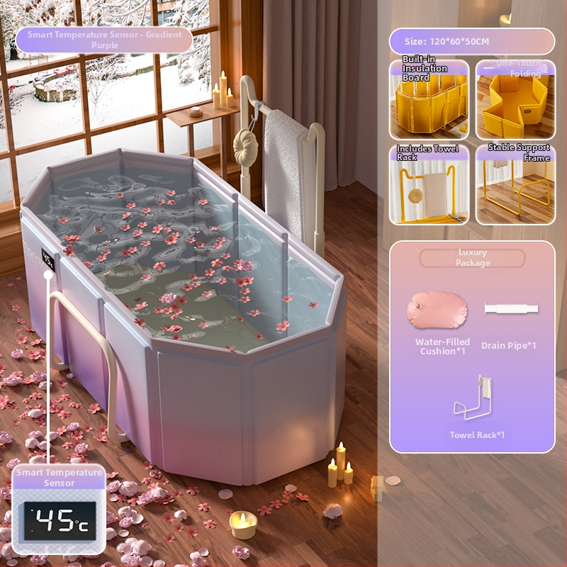 Sulankstomas vonios kibiras suaugusiems, PVC, skirtas maudynėms, su temperatūros kontrole