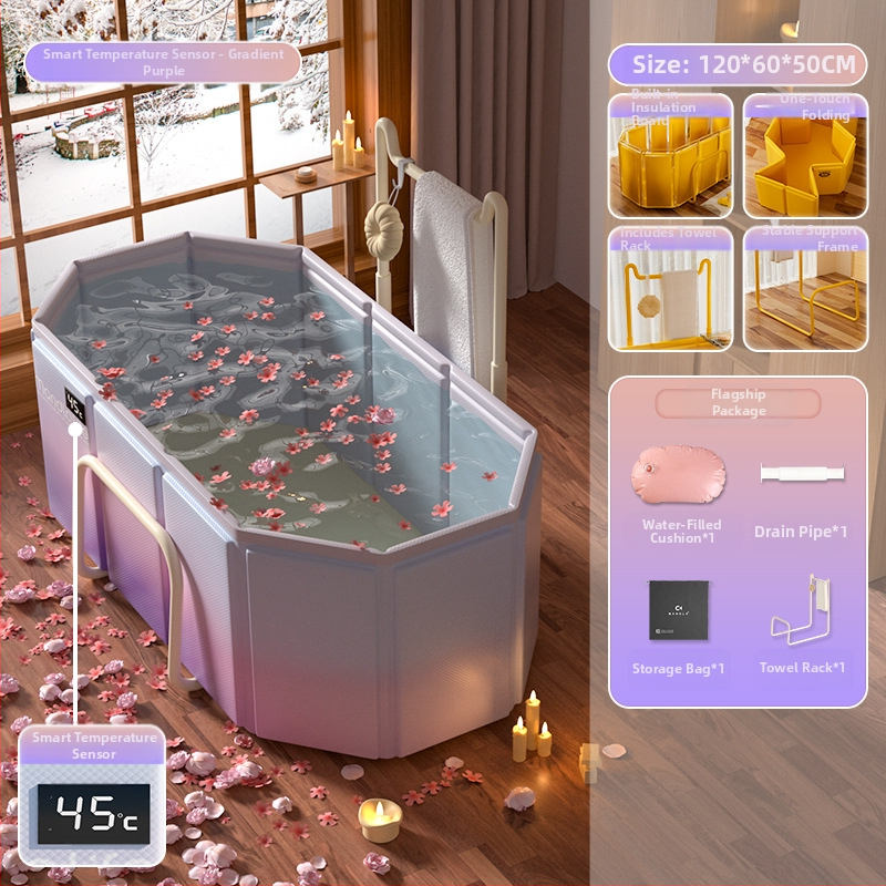 Sulankstomas vonios kibiras suaugusiems, PVC, skirtas maudynėms, su temperatūros kontrole