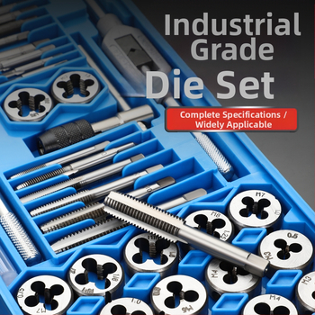 Комплект за завиване на резби (тап и ди) със свредло за резби, ръчен инструмент за завиване на резби и вътрешнорезбов гаечен ключ