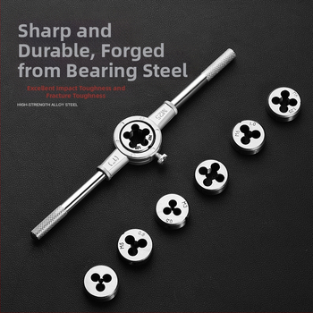 Комплект за завиване на резби (тап и ди) със свредло за резби, ръчен инструмент за завиване на резби и вътрешнорезбов гаечен ключ