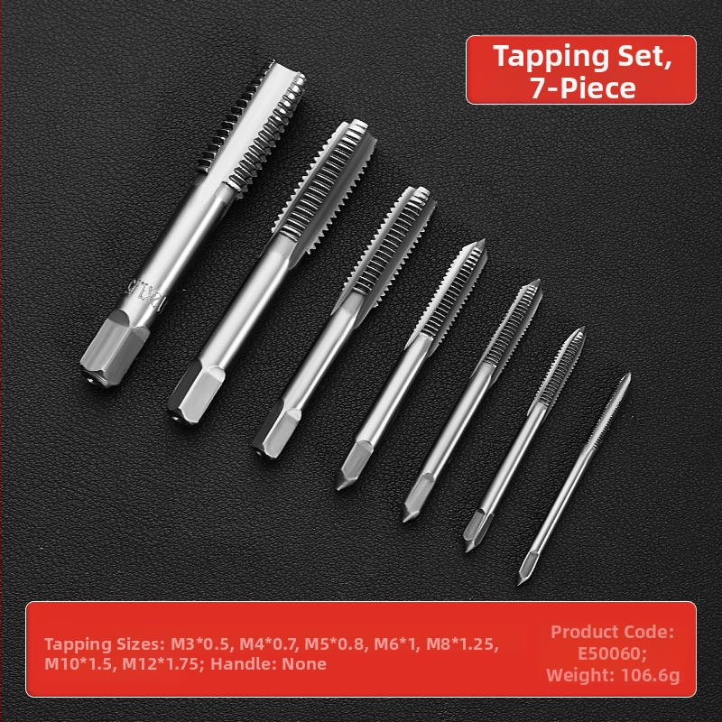 Комплект за завиване на резби (тап и ди) със свредло за резби, ръчен инструмент за завиване на резби и вътрешнорезбов гаечен ключ