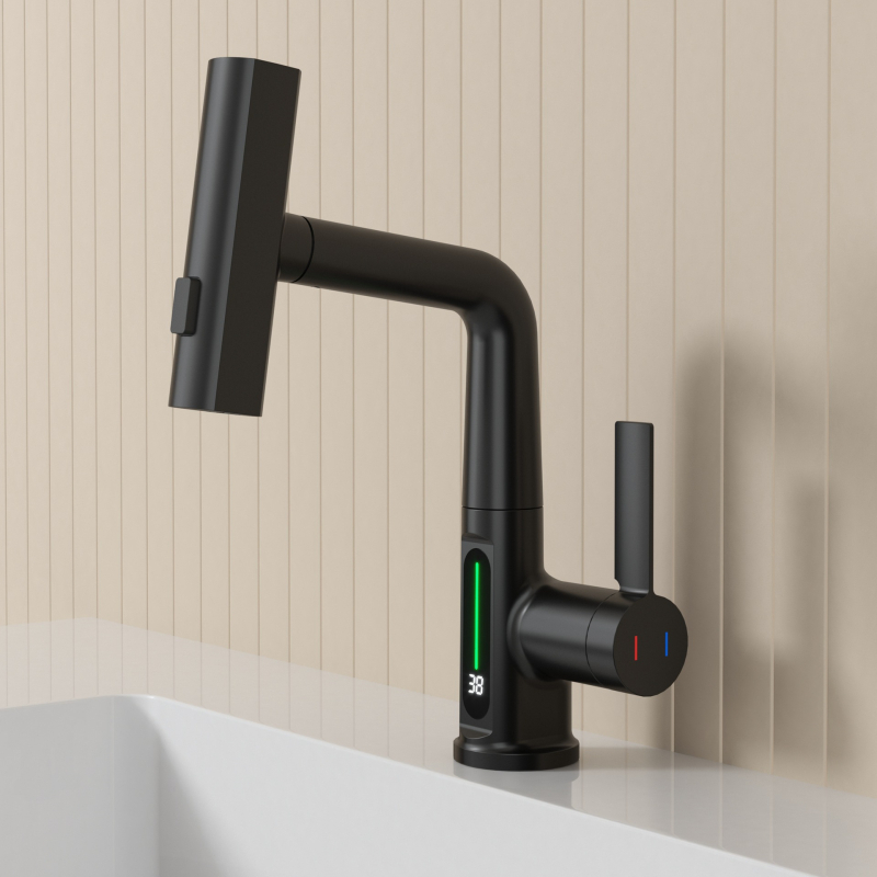 HS varinis praustuvo maišytuvas su keraminiu vožtuvu, tvirtinimas prie pagrindo, elektroplatintas paviršius