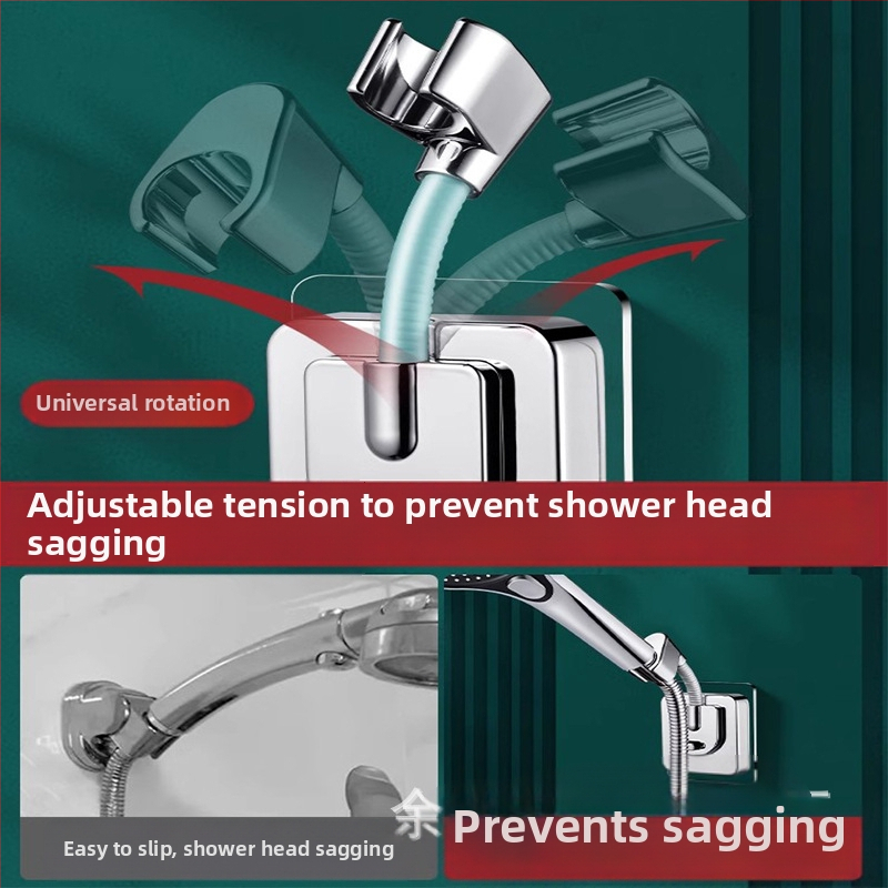 Държач за душ глава база, монтаж без пробиване на стена, универсално регулиране, ABS, електроплакиране, модел ZJ-01, модерен минималистичен стил