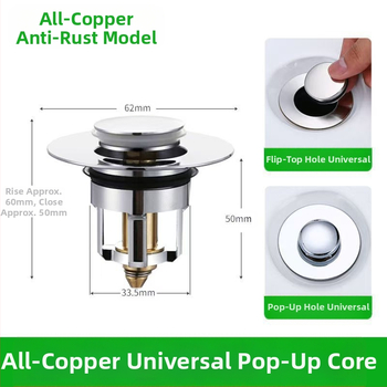 Kerámiából készült mosdólefolyó dugó rugós maggal – nyomógombos működés, anti-odor, modern minimalist stílus