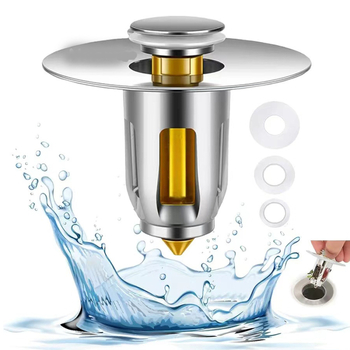 Kerámiából készült mosdólefolyó dugó rugós maggal – nyomógombos működés, anti-odor, modern minimalist stílus