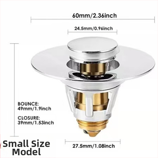 Kerámiából készült mosdólefolyó dugó rugós maggal – nyomógombos működés, anti-odor, modern minimalist stílus