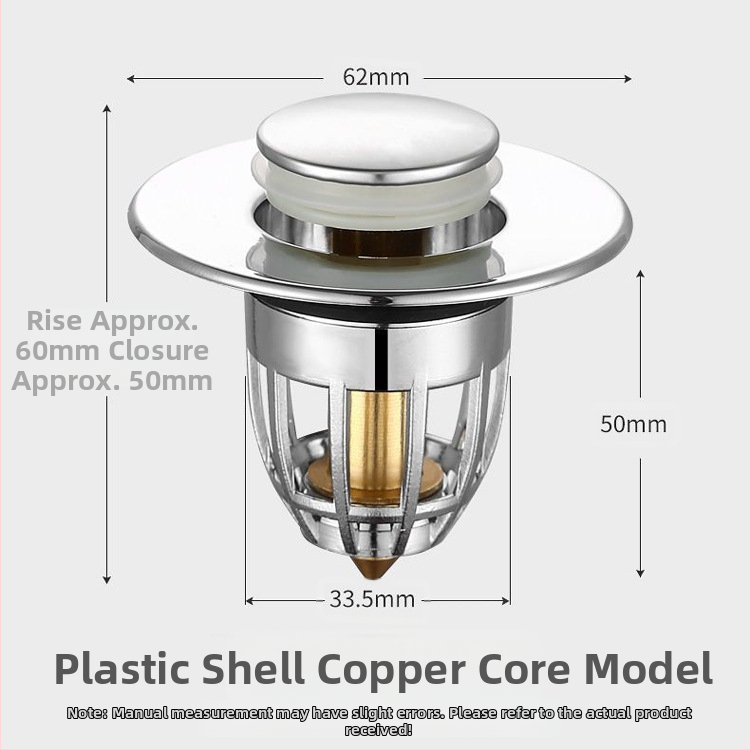 Kerámiából készült mosdólefolyó dugó rugós maggal – nyomógombos működés, anti-odor, modern minimalist stílus