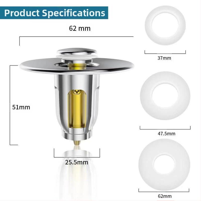 Kerámiából készült mosdólefolyó dugó rugós maggal – nyomógombos működés, anti-odor, modern minimalist stílus