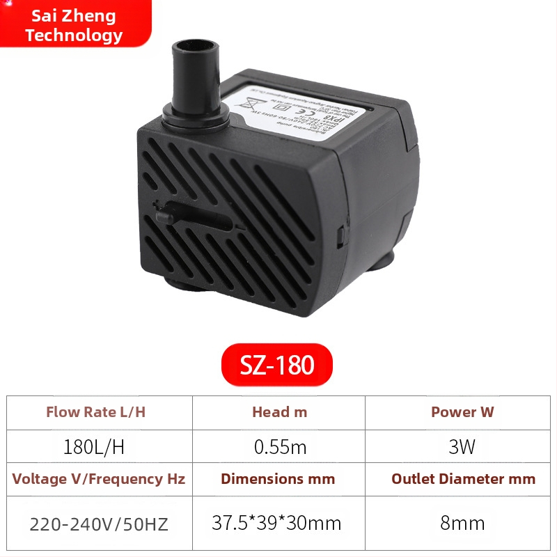 Pompa submersibilă Saiki pentru acvariu – material ABS, debit de apă silențios, stil scufundare, flux de apă ceramică și rășină