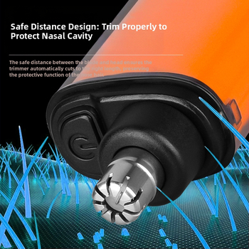 Nosies plaukų skutimo prietaisas, įkraunamas, mažas ir nešiojamas, su nuimamą plaunamą pjovimo galvutę, ABS korpusas.