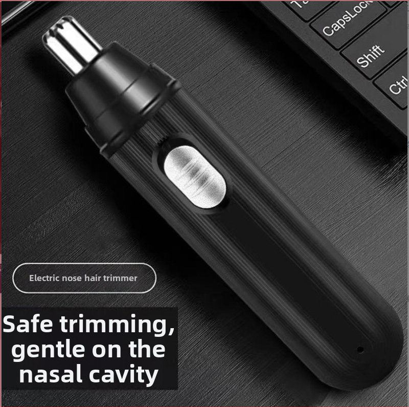 Nosies plaukų skutimo prietaisas, įkraunamas, mažas ir nešiojamas, su nuimamą plaunamą pjovimo galvutę, ABS korpusas.