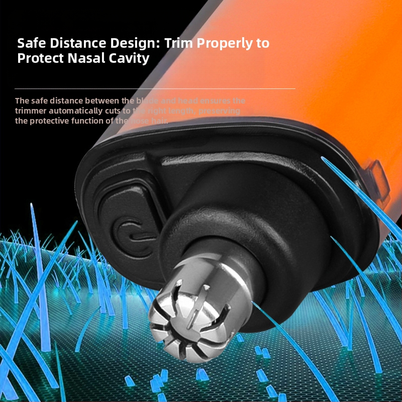 Тример за носни косми, презареждащ се, миниатюрен и преносим, със сменяема измиваща глава, ABS корпус.