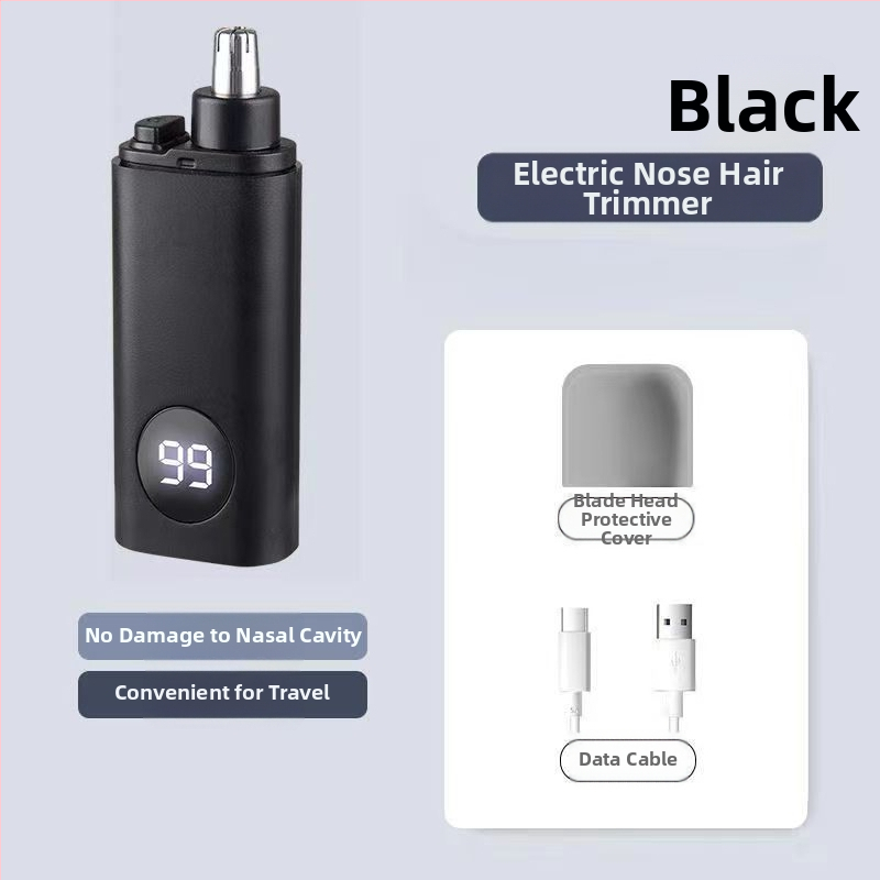 Nosies plaukų skutimo prietaisas, įkraunamas, mažas ir nešiojamas, su nuimamą plaunamą pjovimo galvutę, ABS korpusas.