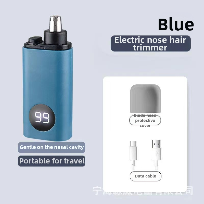 Nosies plaukų skutimo prietaisas, įkraunamas, mažas ir nešiojamas, su nuimamą plaunamą pjovimo galvutę, ABS korpusas.