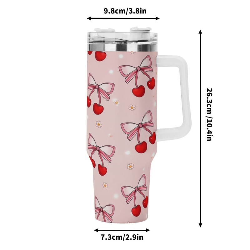 Изолиран автомобилен пътуващ чаша с ръкохватка и сламка — вътрешност 304 стомана, външна обвивка 201 стомана, вакуумна изолация 0–6 ч, възможност за персонализирано лого