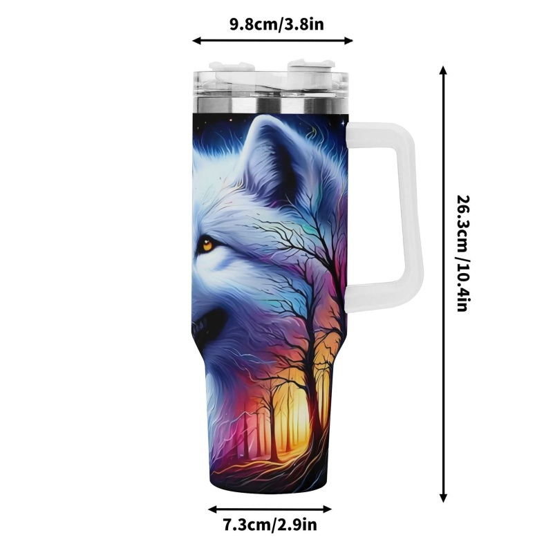 Изолиран автомобилен пътуващ чаша с ръкохватка и сламка — вътрешност 304 стомана, външна обвивка 201 стомана, вакуумна изолация 0–6 ч, възможност за персонализирано лого