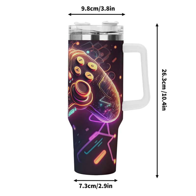 Изолиран автомобилен пътуващ чаша с ръкохватка и сламка — вътрешност 304 стомана, външна обвивка 201 стомана, вакуумна изолация 0–6 ч, възможност за персонализирано лого