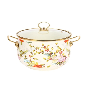 Emalinis sriubų puodas su stiklo dangteliu, 1,1–2 L, Vakarietiškas stilius, suderinamas su bendru virykle, modelis 20240008