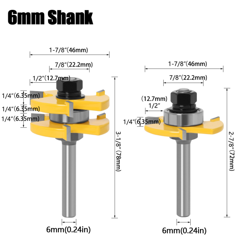 Jincheng 2 τεμάχιο σετ φρεζών για ξύλο με λαβή 1/2 – για ξυλουργικές εφαρμογές με αρμούς mortise και tenon; κατάλληλο για ξύλο, MDF και λαμινάτες πλάκες