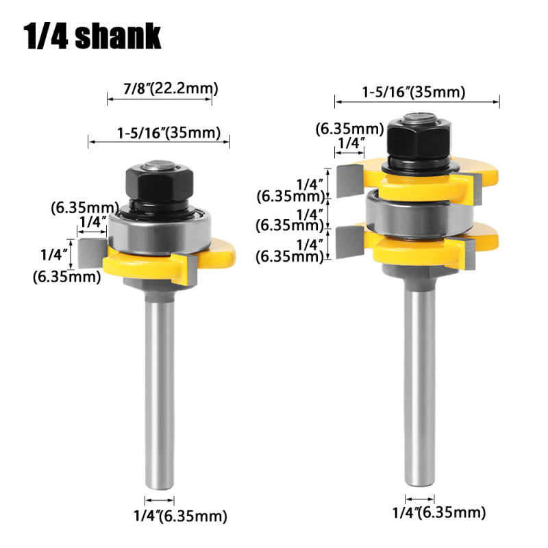 Jincheng 2 τεμάχιο σετ φρεζών για ξύλο με λαβή 1/2 – για ξυλουργικές εφαρμογές με αρμούς mortise και tenon; κατάλληλο για ξύλο, MDF και λαμινάτες πλάκες