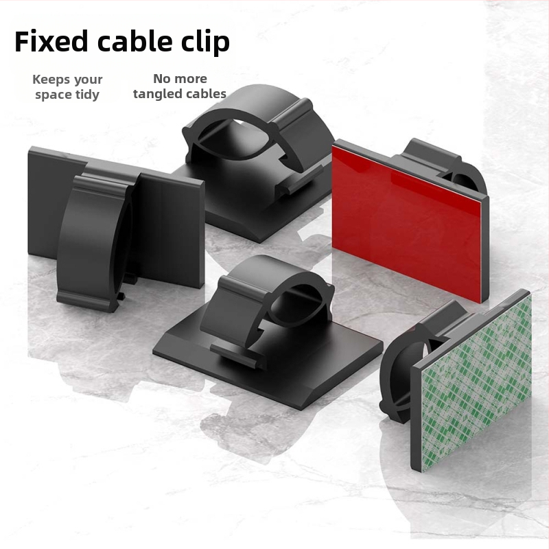 Клип за кабели и органайзер за проводници - модел Wire buckle; материал: найлонов плат; самозалепващ; подходящ за кола, настолен компютър, офис и осветление