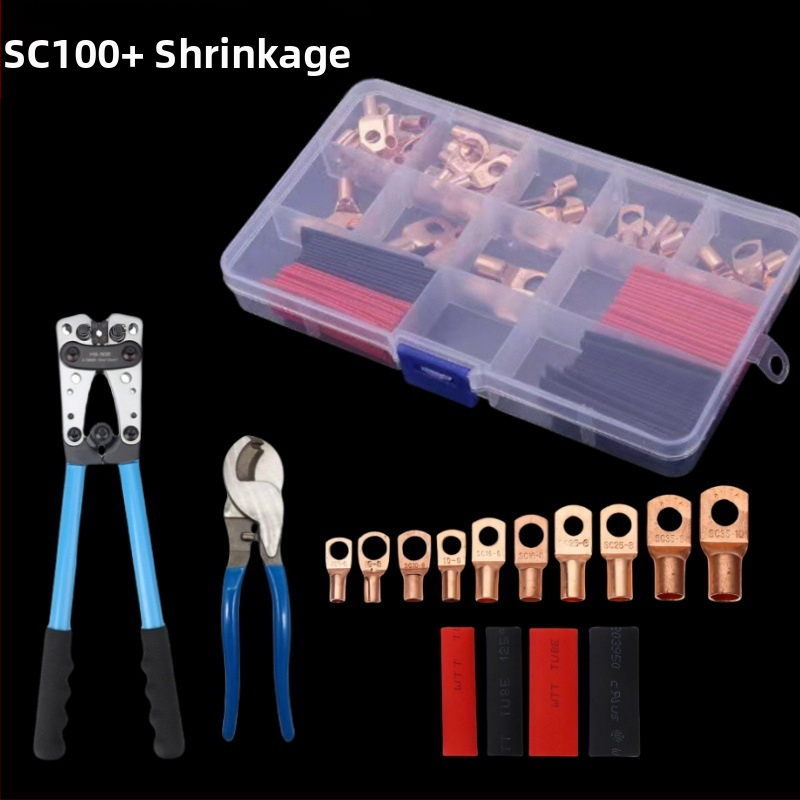 Terminalų rinkinys: 100 bare terminalai, 50 crimp terminalai ir 50 heat shrink tubes, iš viso 260 vnt