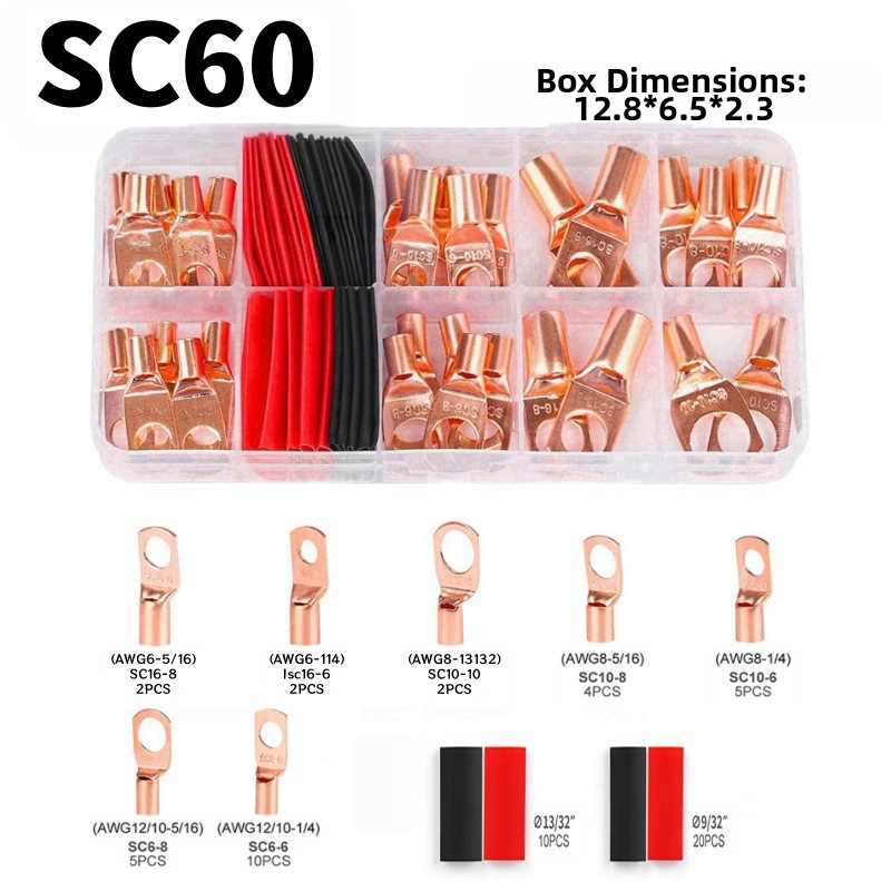 Комплект терминали: 100 bare terminals, 50 crimp terminals и 50 heat shrink tubes, общо 260 бр.