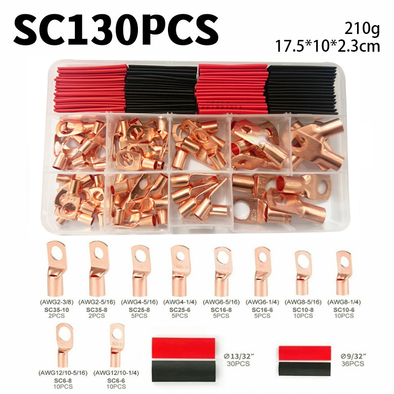 Комплект терминали: 100 bare terminals, 50 crimp terminals и 50 heat shrink tubes, общо 260 бр.