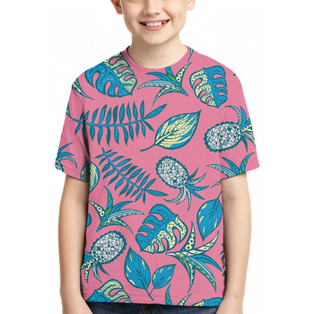 Детска тениска с 3D дигитален печат, геометричен принт, къс ръкав, кръгло деколте, унисекс