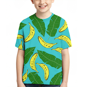 Детска тениска с 3D дигитален печат, геометричен принт, къс ръкав, кръгло деколте, унисекс