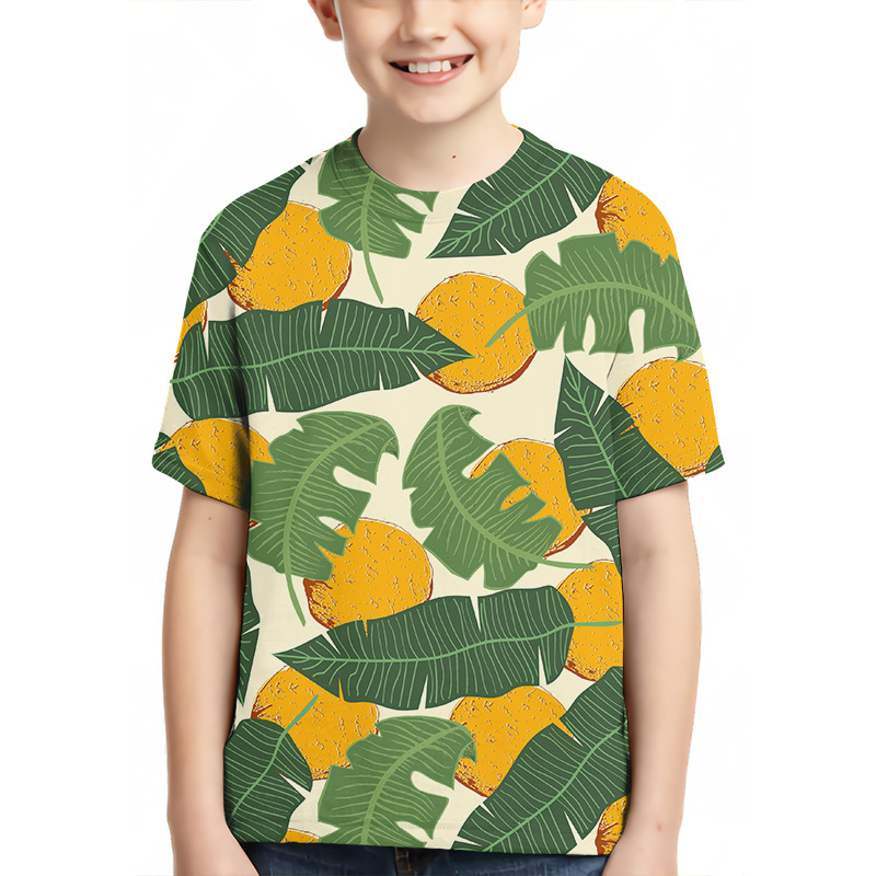 Детска тениска с 3D дигитален печат, геометричен принт, къс ръкав, кръгло деколте, унисекс