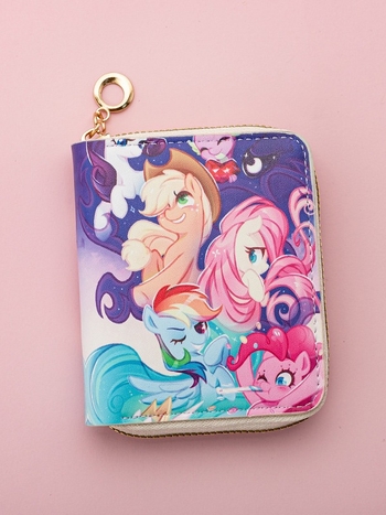 Πορτοφόλι κέρματος PVC με ζωικό μοτίβο, φρέσκο και γλυκό στυλ για γυναίκες, 1-πτυχή