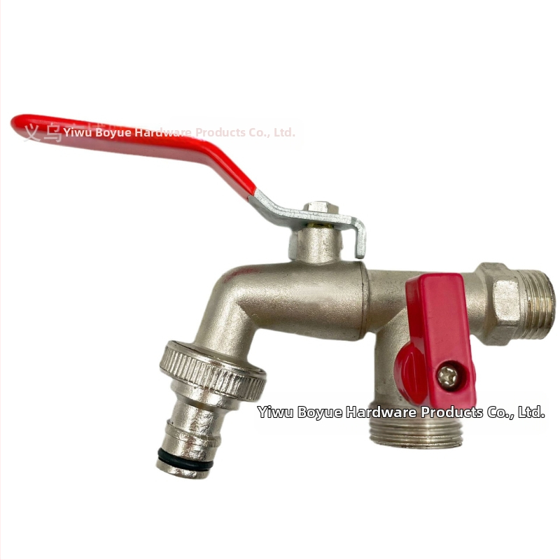 Dārza krāns no cinka sakausējuma ar dubultām izejām un dubultu kontroli, elektroplēšana