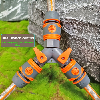 Πλαστικός Υ-τύπου σωληνώματος με διακόπτη ροής για διανομή νερού; γρήγορες συνδέσεις 6-ποδ., 2-ποδ., 3-ποδ., 4-ποδ. και 1 ίντσα; είσοδος/έξοδος 16–19 mm