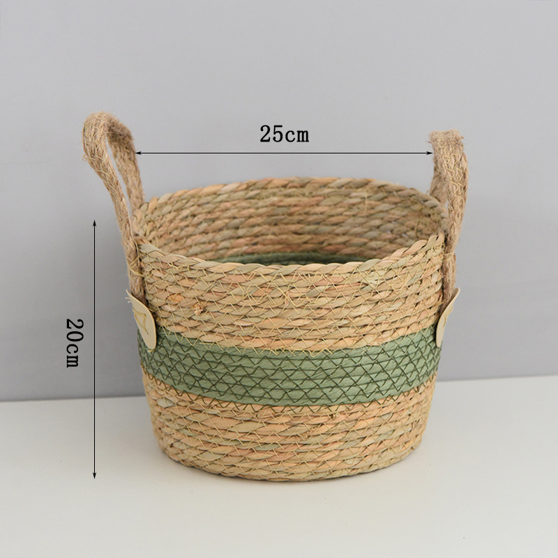 Szalmából font növénytartó kosár, modell 03650, pastoral stílus, beltéri dekoráció növényekhez és bonsaihoz, gyümölcs- és zöldségtartó