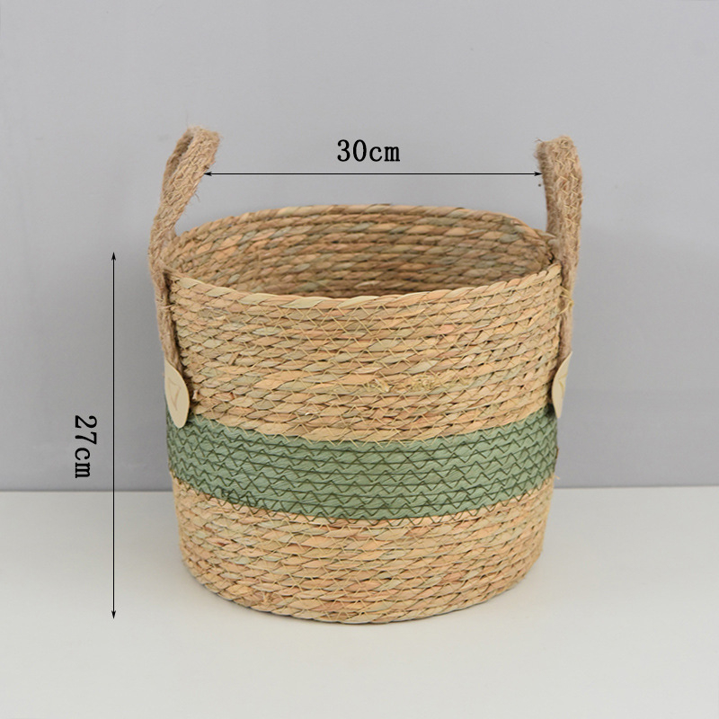 Szalmából font növénytartó kosár, modell 03650, pastoral stílus, beltéri dekoráció növényekhez és bonsaihoz, gyümölcs- és zöldségtartó